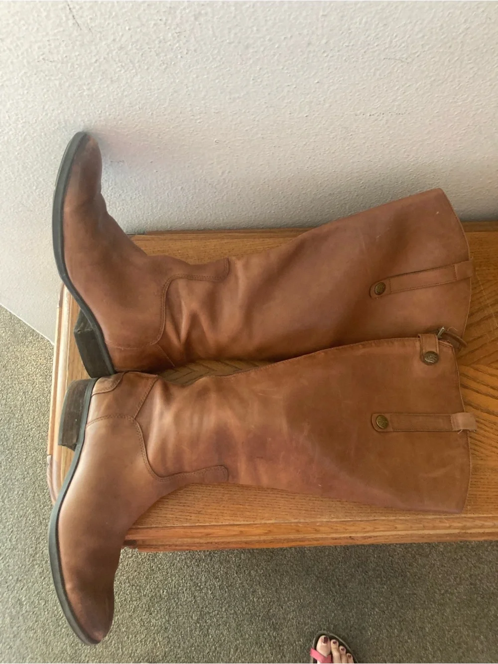 SAM EDELMAN “Penny” Soft Brown Leather Riding Boots (9)